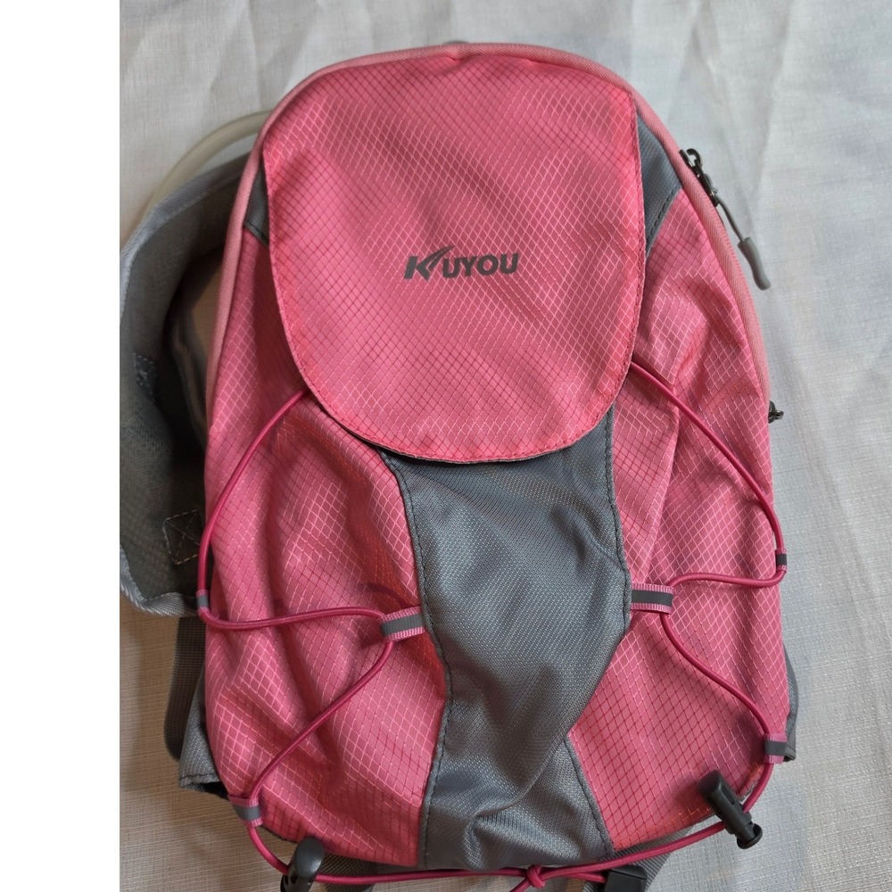 Kuyou Hydration Backpack Pink Grey Running Hiking Water Bladder Pack